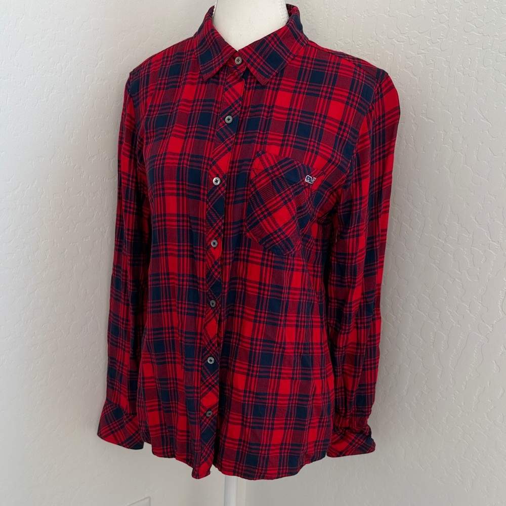 Vineyard Vines Red and Blue  Plaid Button-Up Shirt NWOT